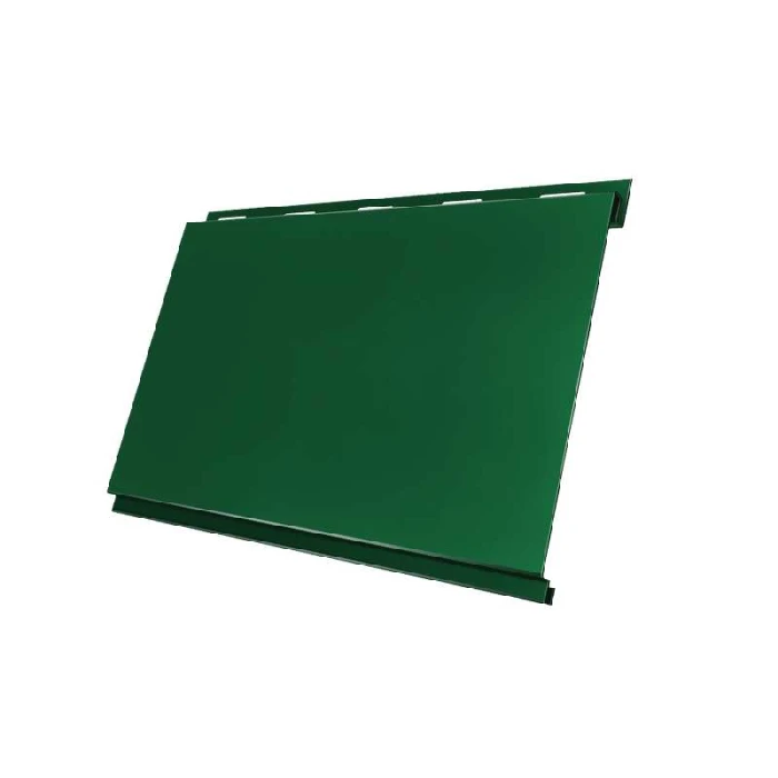 Металлический сайдинг Grand Line Вертикаль 0.45 мм classic Drap ST с пленкой RAL 6005 зеленый мох