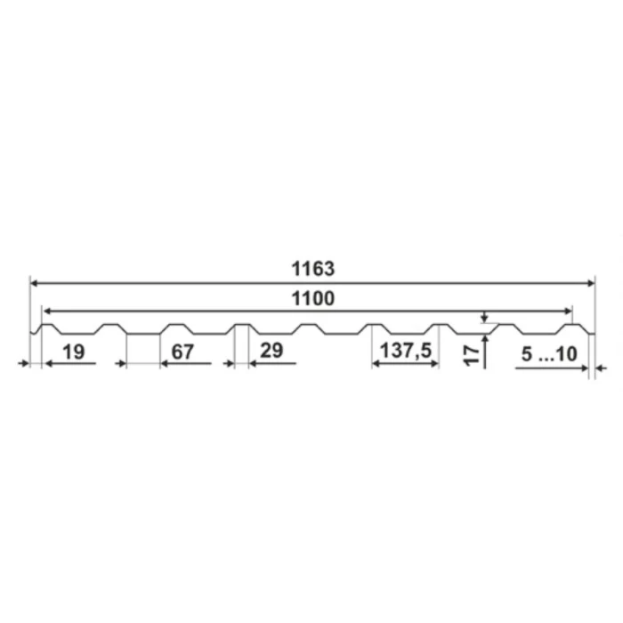 Профнастил C17ПГ 0.5 Полимерный RAL 8017